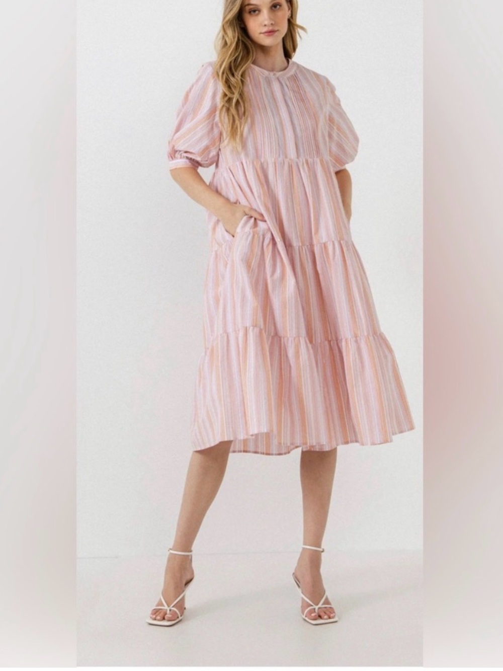 English Factory Striped Midi Dress NWT S